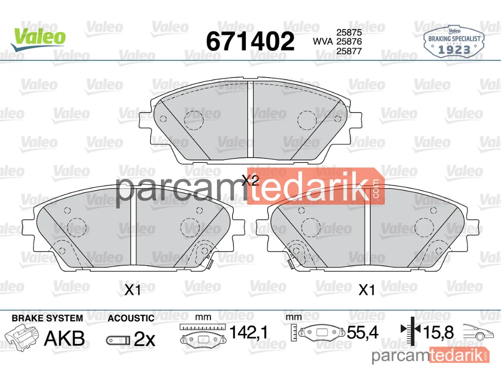 671402 | Fren Balatası — Mazda CX-30, Mazda CX-3, Mazda 3